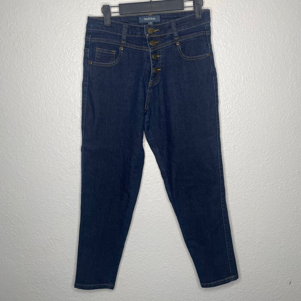 ModCloth Womens Jeans Size 8 Dark Wash Denim Blue Skinny Leg Button Fly